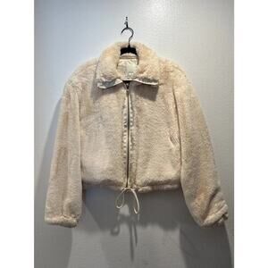 Elevenses Size Small Bristol Faux Fur Bomber Ivory Cream Jacket Anthropologie